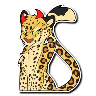 😈 Leopard, Katze, Teufel, Tier, Cartoon telegram sticker