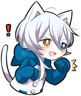 ✊ Anime, Kot, Kawaii, Słodki, Chibi, Naklejka telegram sticker