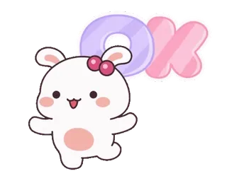 🌵 OK conejo, lindo, conejito, rosa, ok telegram sticker