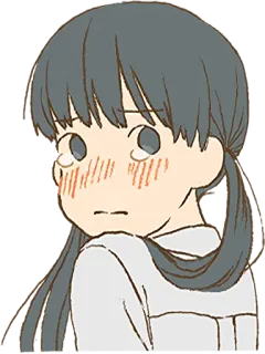 😢 Anime, Fille, Rougir, Mignon, Dessin animé, Illustration whatsapp sticker