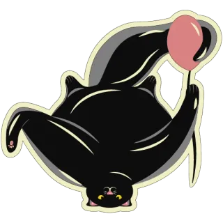 🥳 gato, globo, gato negro, animal, lindo, pegatina whatsapp sticker
