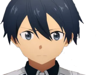 😕 Kirito Sword Art Online anime, manga, kirito, sword art online, character, fantasy telegram sticker