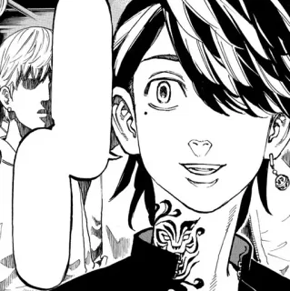 🥜 Anime, Manga, Personaje, Blanco y negro, Retrato, Tatuaje, Chico telegram sticker