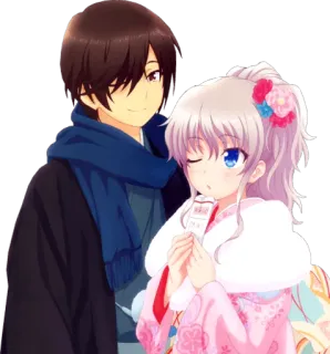 💕 Anime, Casal, Personagens, Kawaii, Fofo telegram sticker