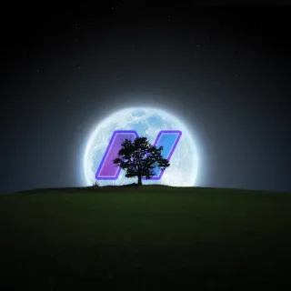 🌜 nuit, lune, arbre, paysage, symbole, lettre, N telegram sticker