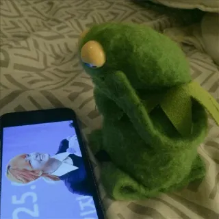 🥴 Kermit marionetta, Kermit la rana, meme, Muppet, rana, verde, peluche whatsapp sticker