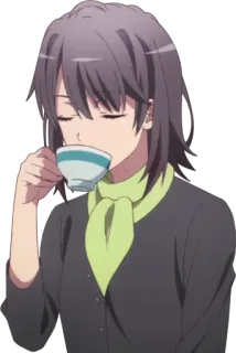 ☕️ Anime, Mulher, Chá, Bebida, Cachecol telegram sticker
