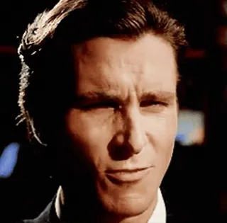 😋 Patrick Bateman American Psycho patrick bateman, american psycho, christian bale, film, donker, financiën, jaren 80 telegram sticker