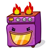 😈 fornuis, vuur, keuken, cartoon, apparaat telegram sticker