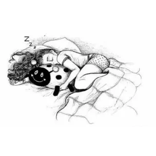 💤 zz Schlaf, schlafend, Frau, Kissen, Cartoon telegram sticker