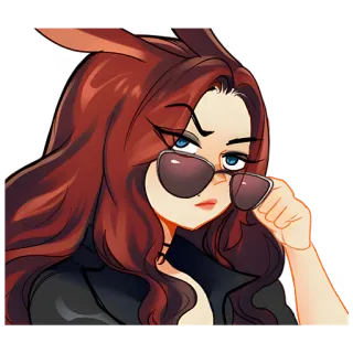 😎 kobieta, okulary przeciwsłoneczne, uszy królika, anime, kreskówka telegram sticker