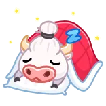 😴 Z durmiendo, vaca, dibujos animados, animal, sueño, dormir, cansado whatsapp sticker
