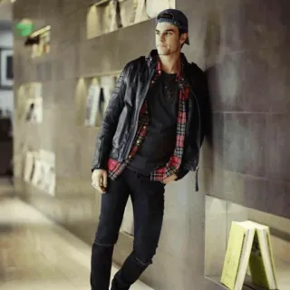 📎 man, leather jacket, flannel, casual, stylish telegram sticker