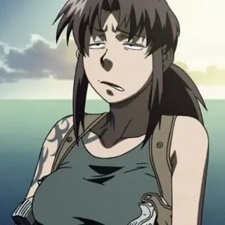 🙄 Revy Black Lagoon Anime, Waffe, Frau, Tätowierung, Revy, Lagune whatsapp sticker