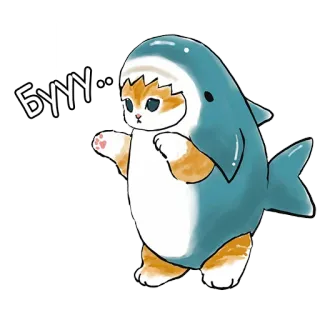 😱 БУУУ 猫, 鲨鱼, 可爱, 动物, 服装, 嘘 whatsapp sticker