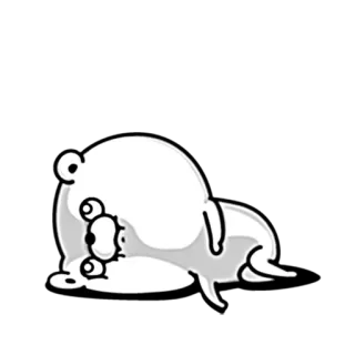 😵 Bär, Cartoon, Weiß, Liegend, Erschöpft telegram sticker