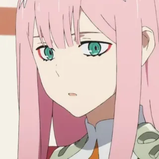 🍓 Zero Two Darling in the Franxx animé, Zero Two, cheveux roses, Darling in the Franxx, personnage, mignon telegram sticker