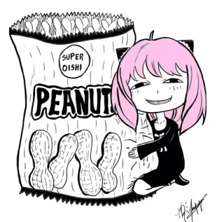 😏 Anya Forger Spy x Family SUPER OISHI
PEANUTS anime, manga, cute, spy family, anya forger, peanut, oishi telegram sticker