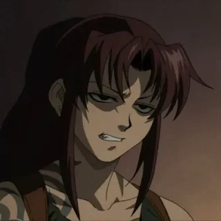 😒 Revy Black Lagoon Anime, Mädchen, Waffe, krass, gewalttätig whatsapp sticker