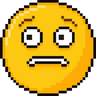 😊 Эмодзи, Эмоция, Пиксель арт, Нервный, Взволнованный, Желтый, Лицо telegram sticker