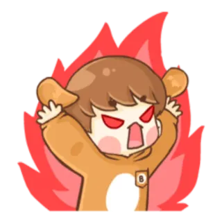 😡 bravo, desenho animado, urso, chamas, personagem, raiva telegram sticker