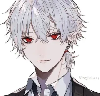 🤍 anime, manga, white hair, red eyes, anime boy, vampire, handsome whatsapp sticker