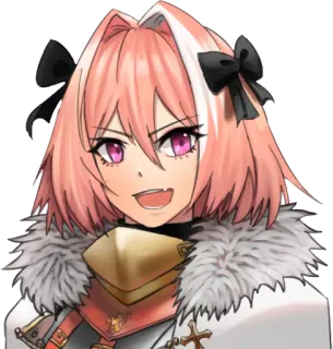 😠 Astolfo Anime, Personagem, Cabelo rosa, Sorriso, Armadura telegram sticker