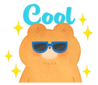 🌰 Cool เท่, หมี, แว่นกันแดด, ดาว, น่ารัก, การ์ตูน, สัตว์ whatsapp sticker