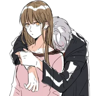 ❤️ anime, cartoni animati, abbraccio, romantico telegram sticker