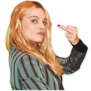 🖕 doigt d'honneur, geste obscène, blonde, femme, célébrité, attitude whatsapp sticker