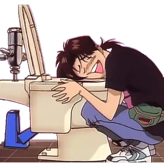 🚽 toilet, anime, vomit, sick, exhausted telegram sticker