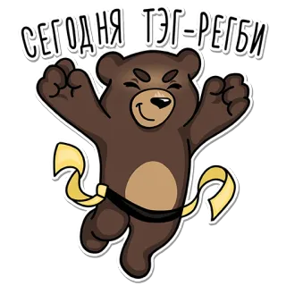 🥳 СЕГОДНЯ ТЭГ-РЕГБИ orso, rugby, sport, cartoni animati, festa whatsapp sticker