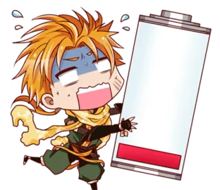 😨 Anime, Chibi, Esaurito, Batteria, Batteria Scarica, Preoccupato, Cartone animato telegram sticker