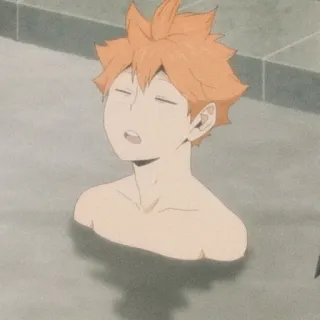 🌟 Hinata Shoyo Haikyuu!! anime, haikyuu, hinata, shoyo, bath, relaxing, orange hair telegram sticker