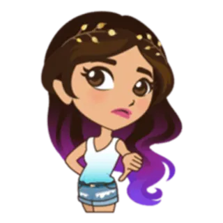 👎 cartoon, girl, thumbs down, dislike, negative, emoji, character telegram sticker
