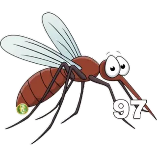 9️⃣ 97 mosquito, insecto, vector, dibujos animados, número 97, clipart telegram sticker