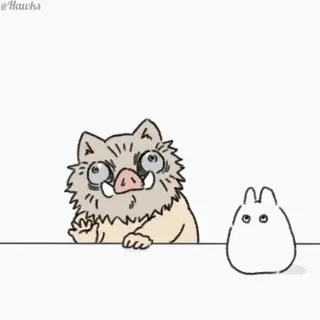 ☺️ Inosuke Hashibira @Hawks anime, manga, Demon Slayer, Inosuke, Totoro, Hayao Miyazaki, Studio Ghibli telegram sticker