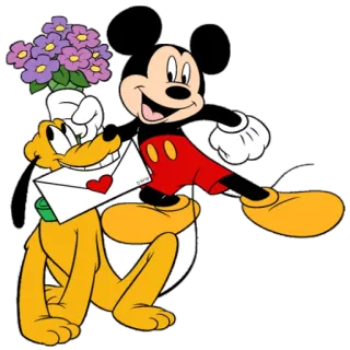 🎁 Mickey Mouse mickey mouse, pluto, disney, dibujos animados, amistad, amor, tarjeta de felicitación telegram sticker