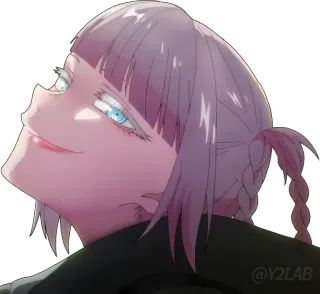 ☺️ anime, chica, retrato, sonrisa, pelo rosa whatsapp sticker