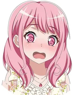 😳 anime, menina, cabelo rosa, desenho animado, fofo telegram sticker