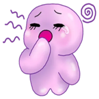 🤭 triste, pleurer, violet, dessin animé, blob, émotionnel, kawaii, mignon telegram sticker
