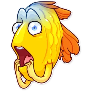 😨 ryba, przestraszony, kreskówka, zszokowany, emoji, panika telegram sticker