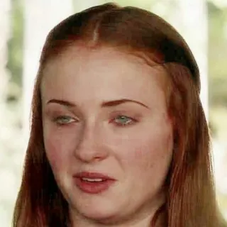 😒 Sansa Stark Game of Thrones femme, visage, portrait, Sansa Stark, Game of Thrones, cheveux roux, Sophie Turner whatsapp sticker