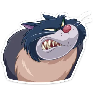 😠 chat, en colère, effrayant, dessin animé, animal, illustration telegram sticker