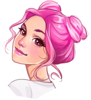 😏 여자, 분홍머리, 인물 사진, 디지털 아트, 만화, 일러스트, 스티커 telegram sticker