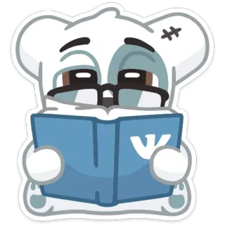 🤓 oso, leyendo, libro, gafas, pegatina telegram sticker