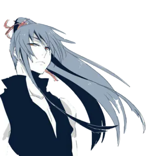 😒 anime, character, long hair, manga, grey hair whatsapp sticker