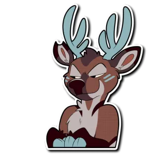 😈 cerf, dessin animé, animal, mignon, suffisant, forêt, mammifère telegram sticker