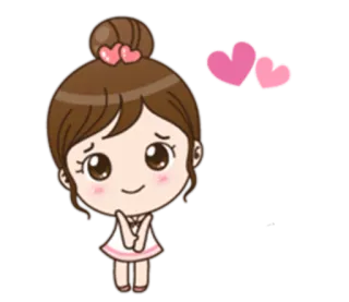 👩 Desenho animado, Menina, Corações, Amor, Fofo telegram sticker
