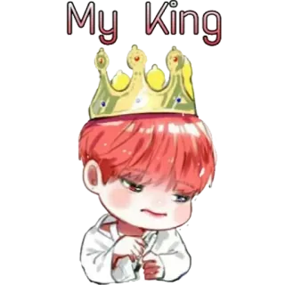 👑 My King 왕, 왕관, 귀여운, 치비, 만화, 사람, 캐릭터 telegram sticker